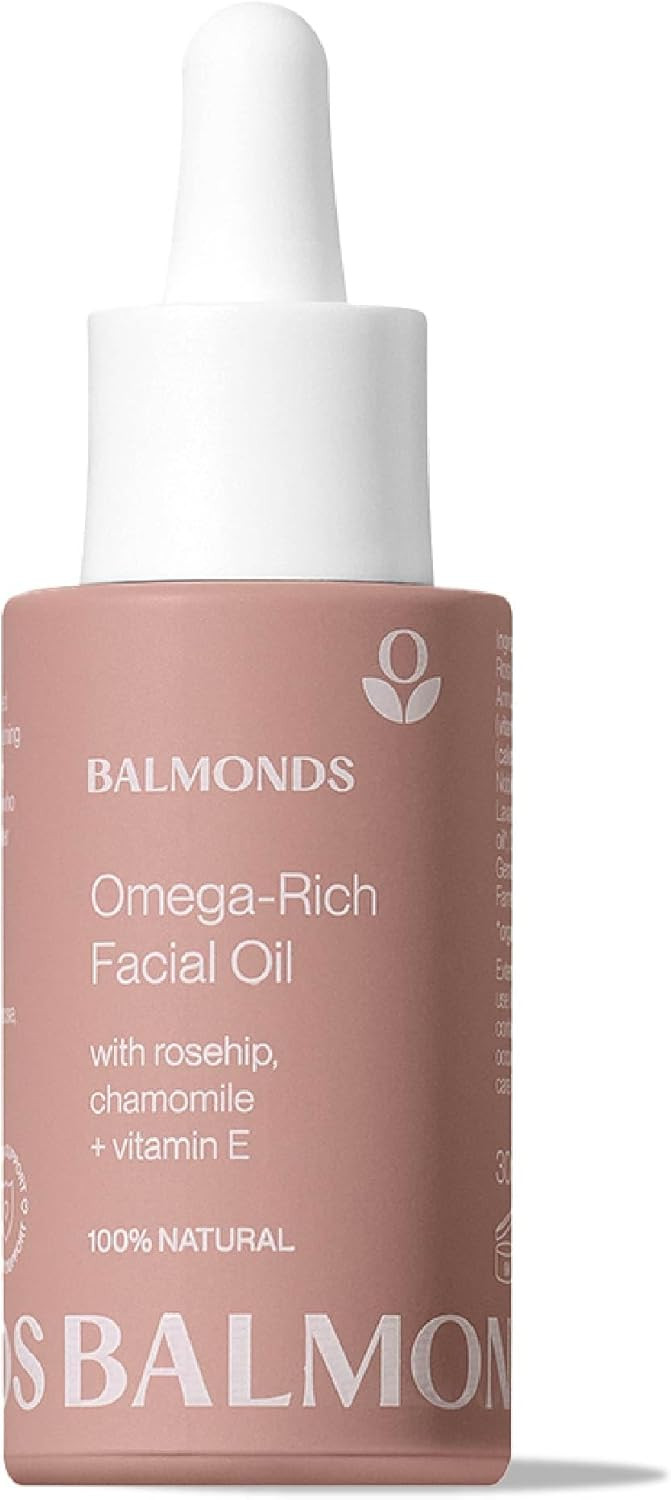 Balmonds Omega Rich Facial Oil 30ml - 100% Natural with Rosehip, Lavender & Vitamin E - Hydrating, Nourishing & Moisturising Serum