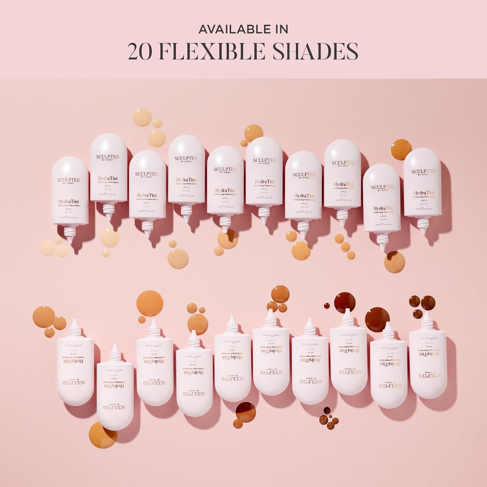 HydraTint Moisturising Tinted Serum from Sculpted by Aimee - 30ml 2-in-1 Makeup and Skin-Perfecting Skincare Tinted Moisturiser & Serum Foundation with SPF 20, Hyaluronic Acid & Ceramides