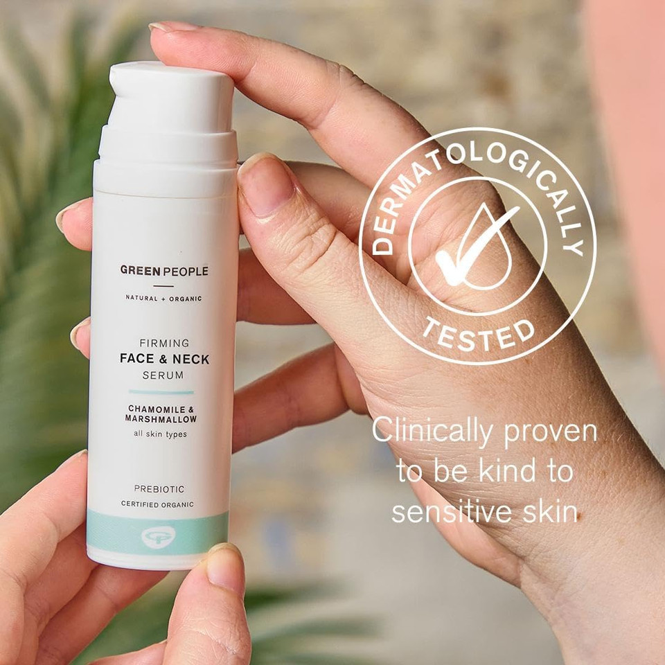 Green People Firming Face & Neck Serum - Serum for All Skin Types - Paraben & Alcohol Free - Cruelty Free & Vegan, 50ml