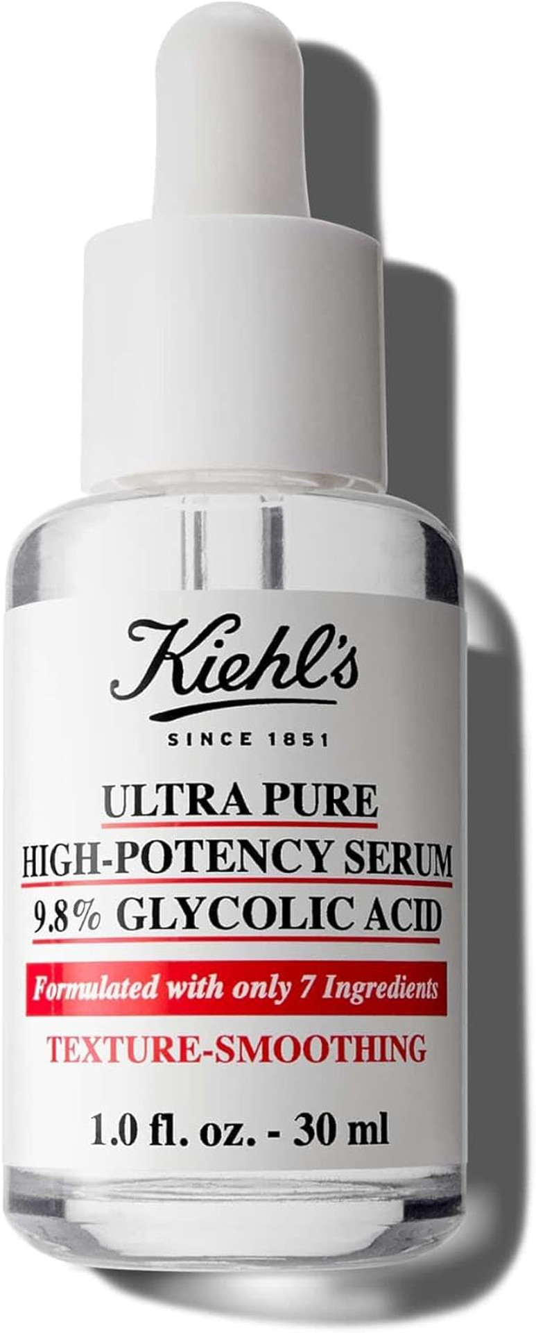 Kiehl's Ultra Pure High-Potency 9.8% Glycolic Acid Serum, Concentrated Exfoliating Face Serum, All Skin Types, 30Ml