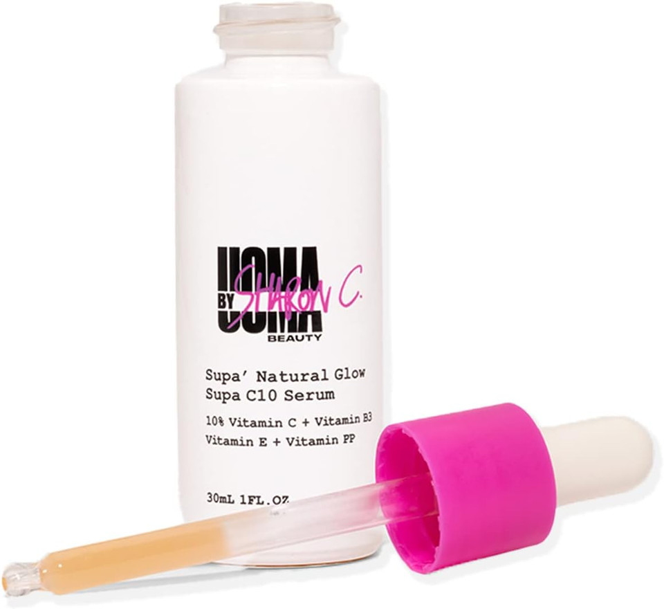 UOMA Vitamin C Serum by Sharon C. Supa Natural Glow (C10) Serum for Face with Hyaluronic Acid + Niacinamide + Vitamin E. Glow Boosting Face Moisturiser for Women & Men. Vegan Face Serum 30ml