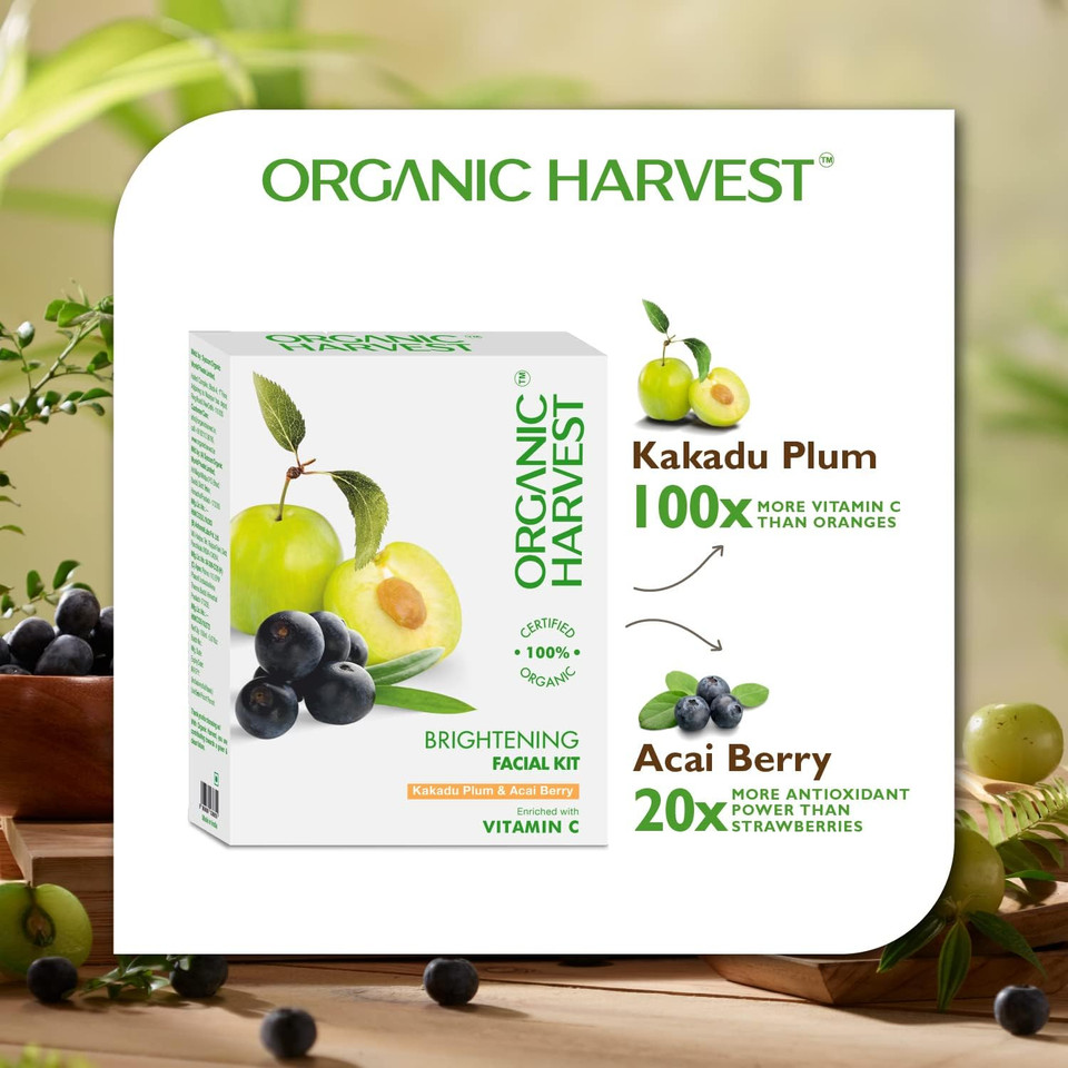 Organic Harvest Vitamin A Facial Kit Increases Skin Elasticity, Tighten Skin, Protects Skin Against Sun Damage, Ideal for Dry & Combination Skin, Paraben & Sulphate Free  50gm