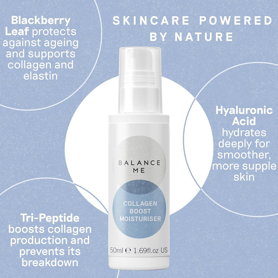 Balance Me Collagen Boost Moisturiser 50ml, Anti Aging Face Cream with Hyaluronic Acid and Peptides, Skin Tightening and Neck Firming for Dry Skin Balance Me Collagen Boost Moisturiser 50ml, Anti Aging Face Cream with Hyaluronic Acid and Peptides, Skin Tightening and Neck Firming for Dry Skin