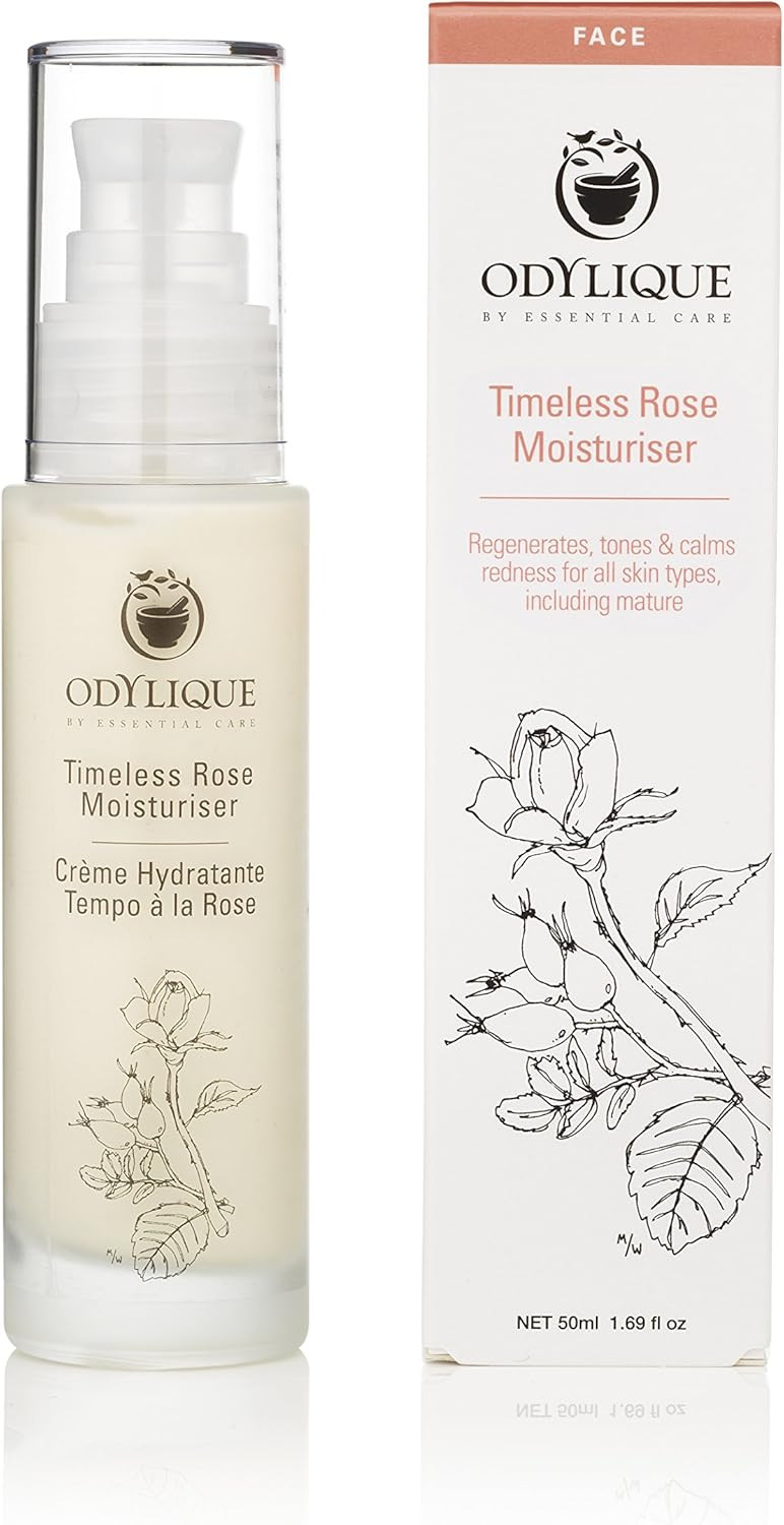 Odylique Organic Face Cream with Rose Water & Rosehip 50ml | Vegan & 100% Natural Moisturiser Day Cream | Soothing & Ideal for Sensitive Skin | Face Moisturiser for Women | Face Cream for Women |