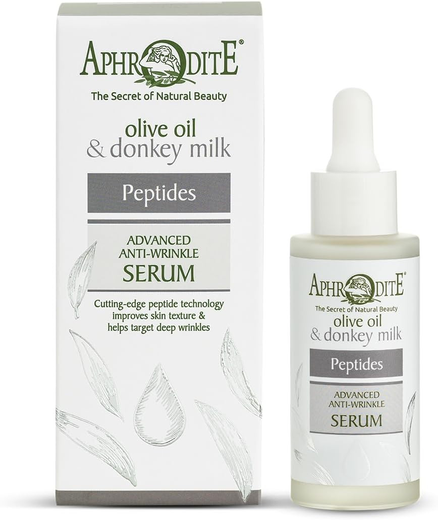 Aphrodite Peptide-Rich Anti-Wrinkle Serum - Collagen Boosting Peptides - Intensive Wrinkle Reduction - Donkey Milk & Ceramides - Skin Firming & Hydrating Formula