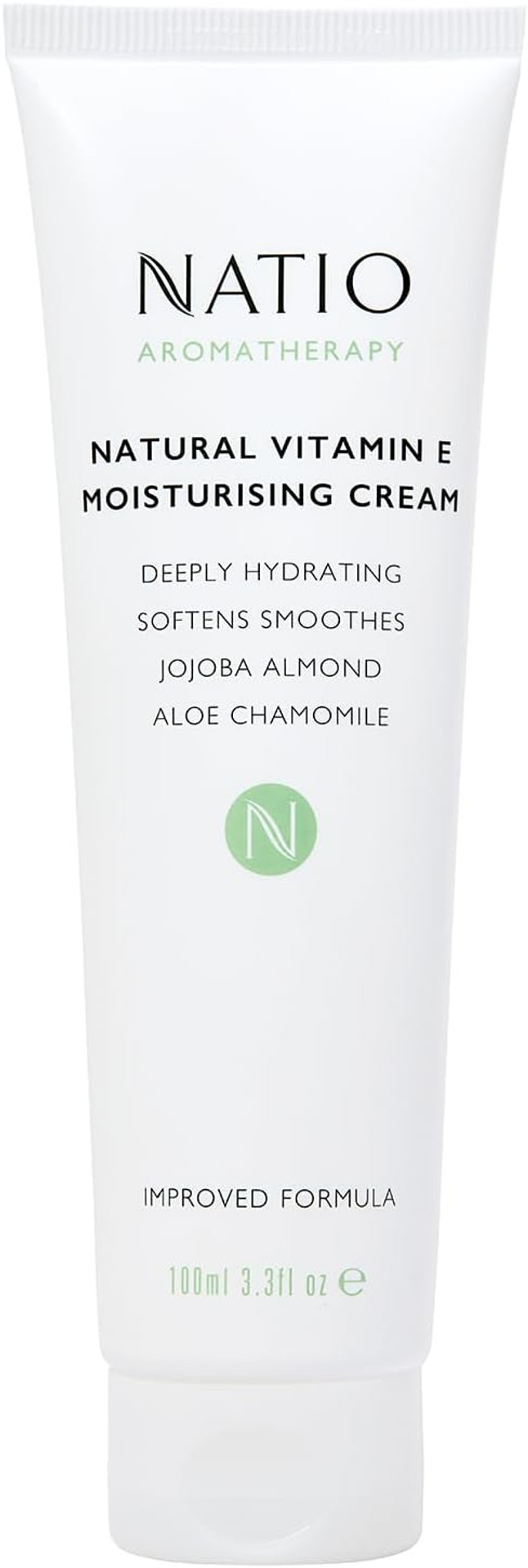 Natio Australia Aromatherapy Natural Vitamin E Moisturising Cream, 100 ml - Non-Greasy Aloe Vera Face Moisturiser - Deeply Hydrating Face Cream
