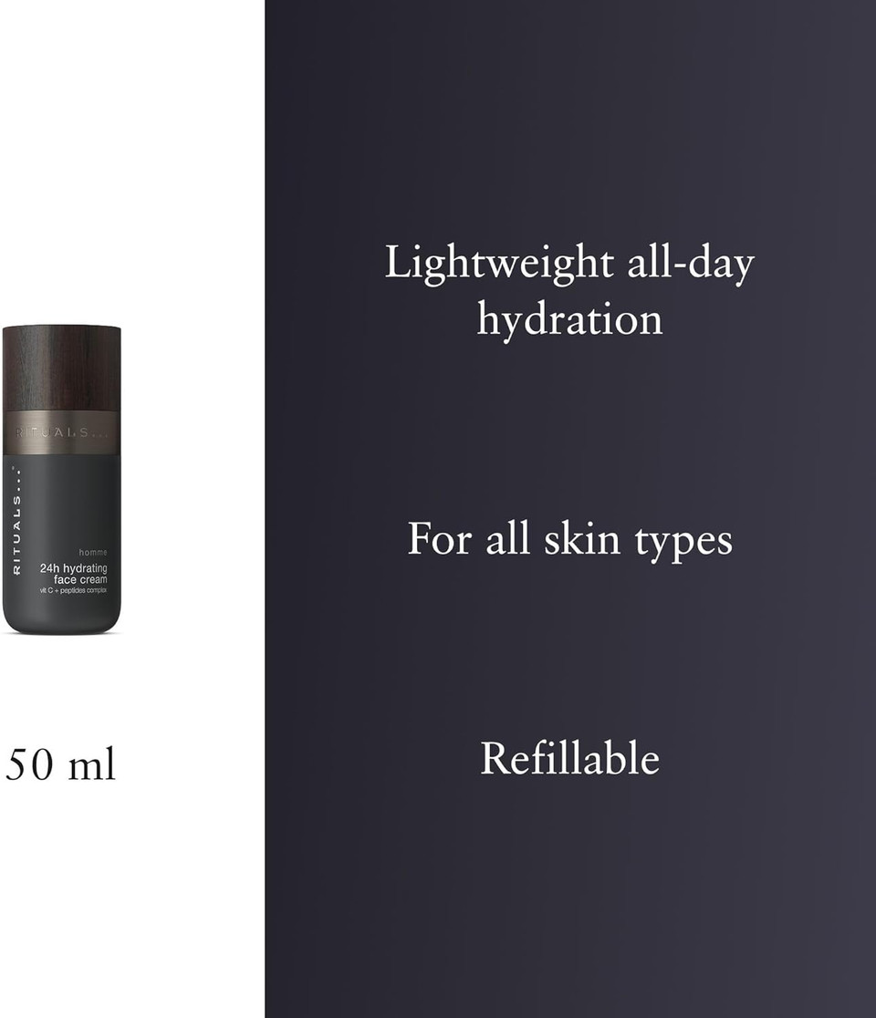 RITUALS Homme Hydrating Gel Cream, 24-Hour Hydrating Face Cream for Men with Vitamin C and Peptides Complex, 50ml