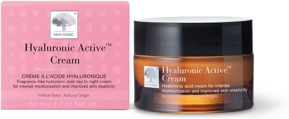 New Nordic Hyaluronic Active Cream with Hyaluronic Acid & Shea Butter - Improve Skin Elasticity & Reduce Visibility of Wrinkles - Odour Free - 50 ml