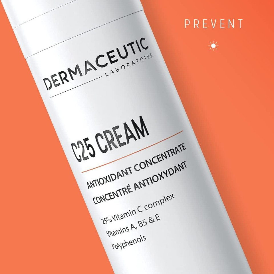 Dermaceutic C25 Cream - Antioxidant Day Cream with Vitamin C, Vitamin E, Vitamin B5, Vitamin E and Polyphenols - Protective face moisturizer for improved complexion and radiant skin - 30ml