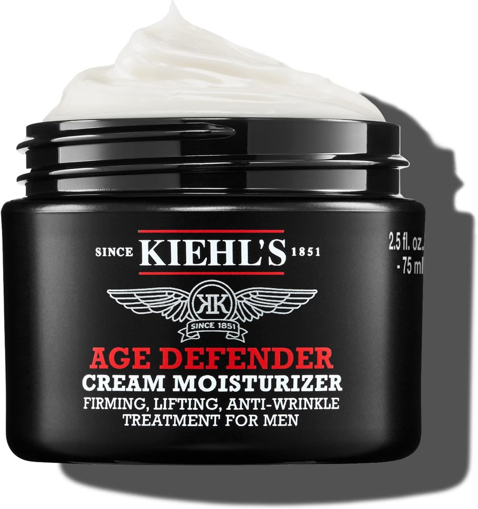 Kiehl's Age Defender Cream Moisturiser: Firming Moisturiser for Men with Linseed Extract, Reduces the Appearance of Wrinkles, 75Ml