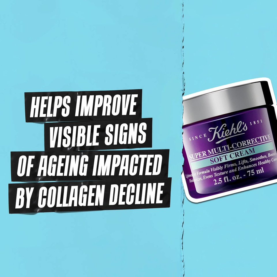 Kiehl's Super Multi-Corrective Soft Cream, Anti-ageing, Light & Refreshing Face Moisturiser for Oily/Combination & Sensitive Skin