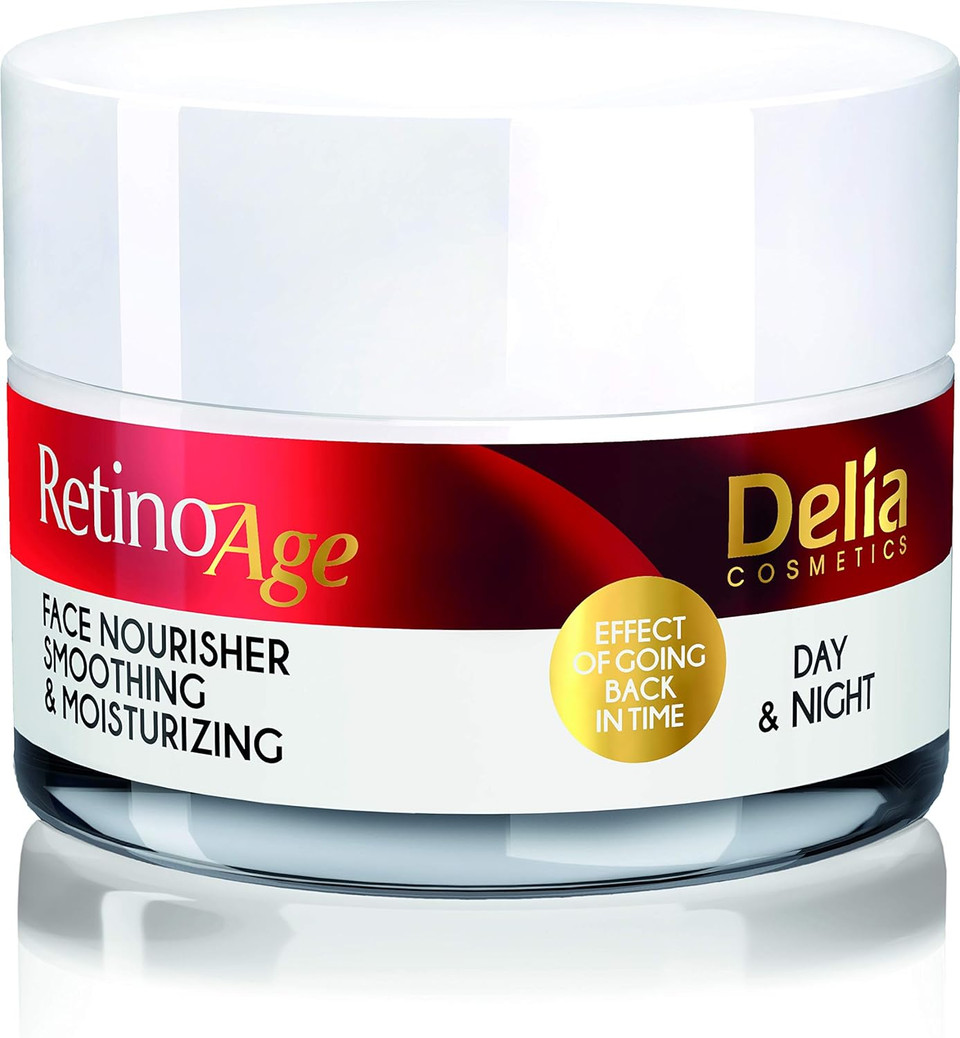 Delia Cosmetics - Retinoage - Face Cream  Retinol, Q10, Shea Butter, Macadamia Oil, Aloe Vera Gel, Vitamin E  Firming, Nourishing, Anti Aging, Day & Night Cream - 50ml