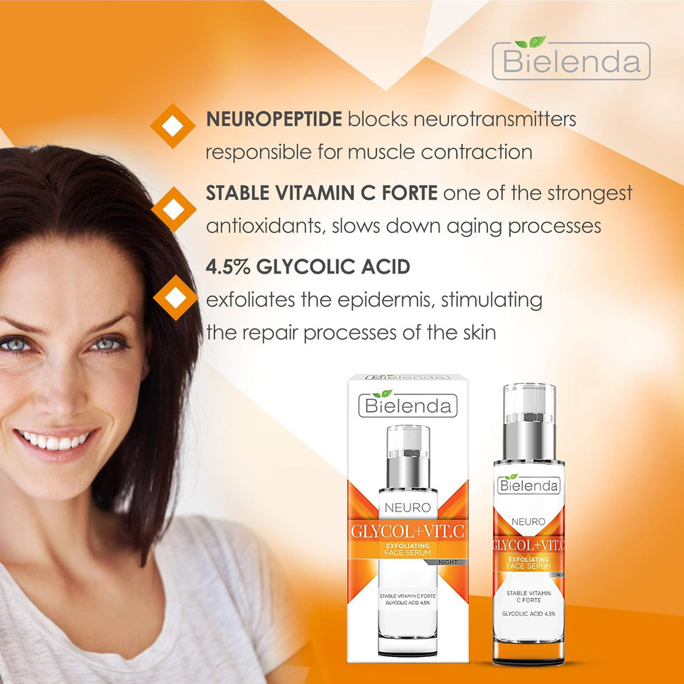 Bielenda Neuroglicol + Vit. C Exfoliating Nighttime Rejuvenation Serum 30 ml