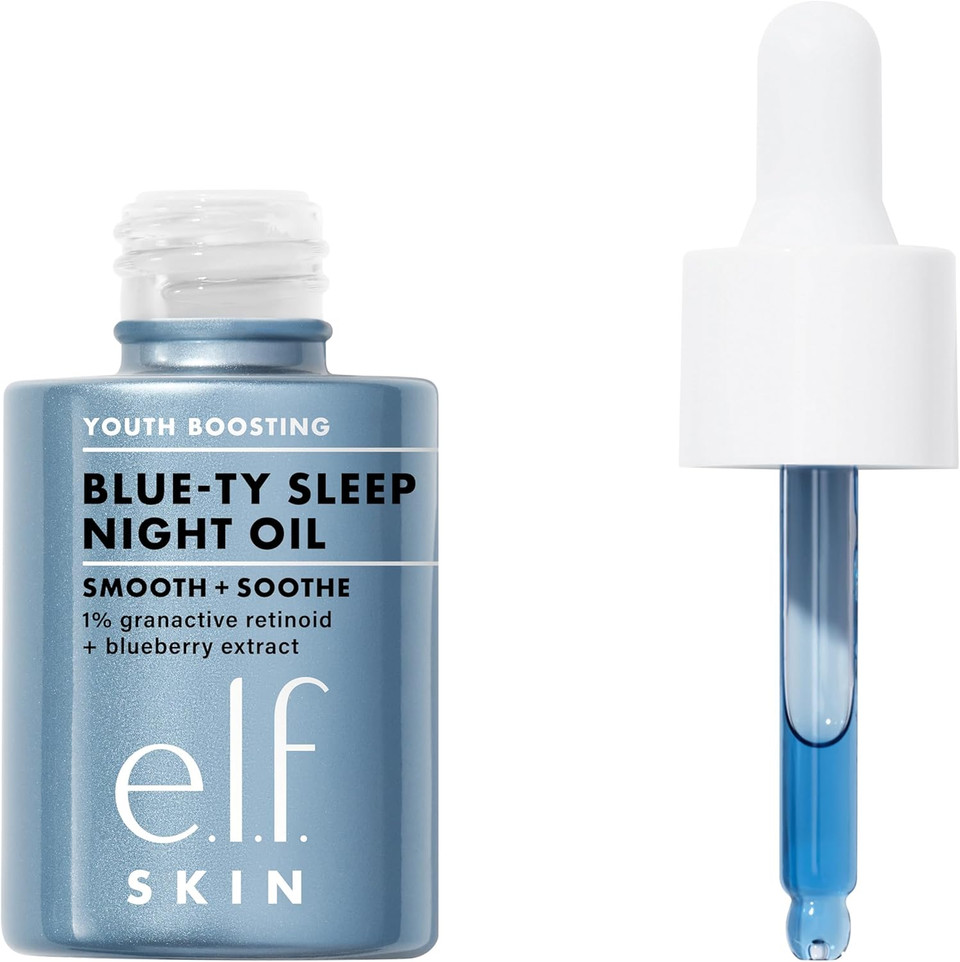 e.l.f. SKIN Youth Boosting Blue-ty Sleep Night Oil, Gentle Overnight Face Oil, Nourish Skin, Lightweight Formula, Vegan & Cruelty-Free