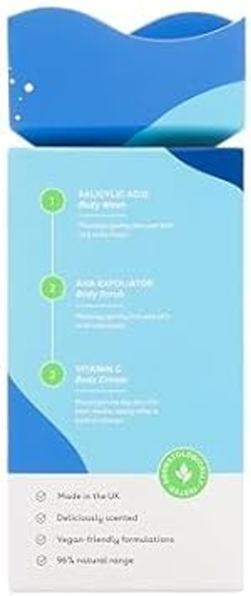 Q+A Bodycare Heroes Giftset - 3-Step Skincare Routine: Salicylic Acid Body Wash, AHA Exfoliator Scrub & Vitamin C Body Cream, Travel Sized 50ml Each, Exfoliate, Smooth & Radiate, Softens Skin