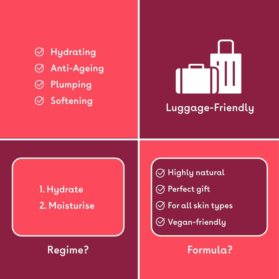 Q+A Hydrating Heroes Skincare Gift Set, Contains Hyaluronic Acid Facial Serum 30ml, Hyaluronic Acid Daily Moisturiser 75ml, Natural Hydration for All Skin Types, Softens & Plumps for Radiant Glow