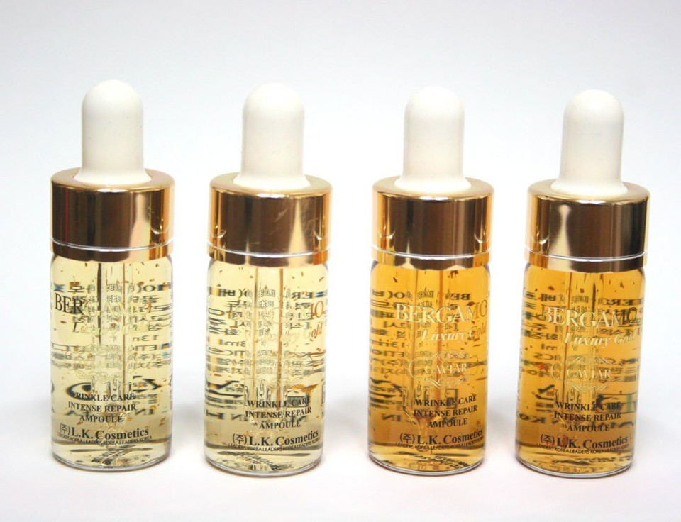 Bergamo / Luxury Gold Collagen & Caviar Wrinkle Care Repair Ampoule Set 13ml 4ea /Korean Cosmetics