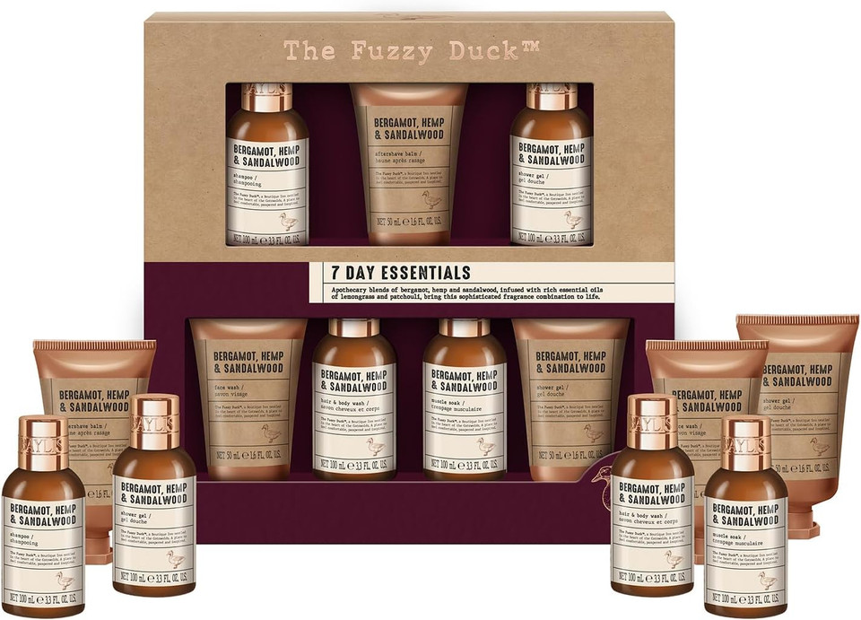 Baylis & Harding The Fuzzy Duck Bergamot, Hemp & Sandalwood Men's 7 Day Essentials Gift Set - Vegan Friendly