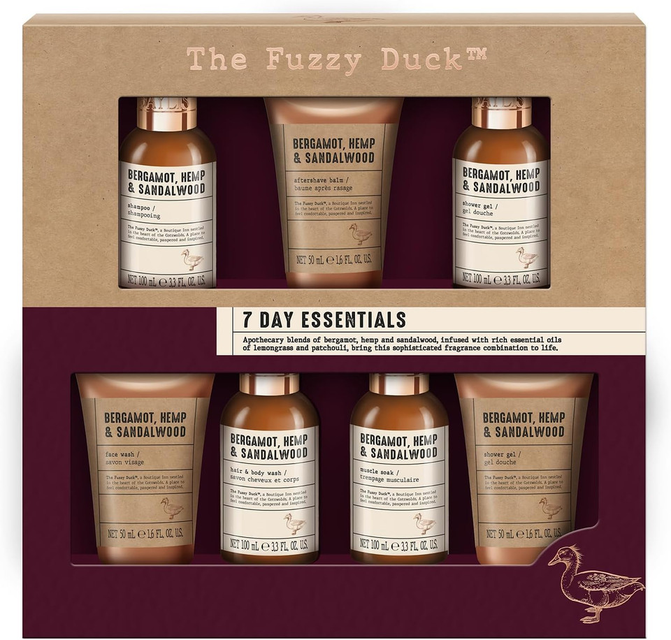 Baylis & Harding The Fuzzy Duck Bergamot, Hemp & Sandalwood Men's 7 Day Essentials Gift Set - Vegan Friendly