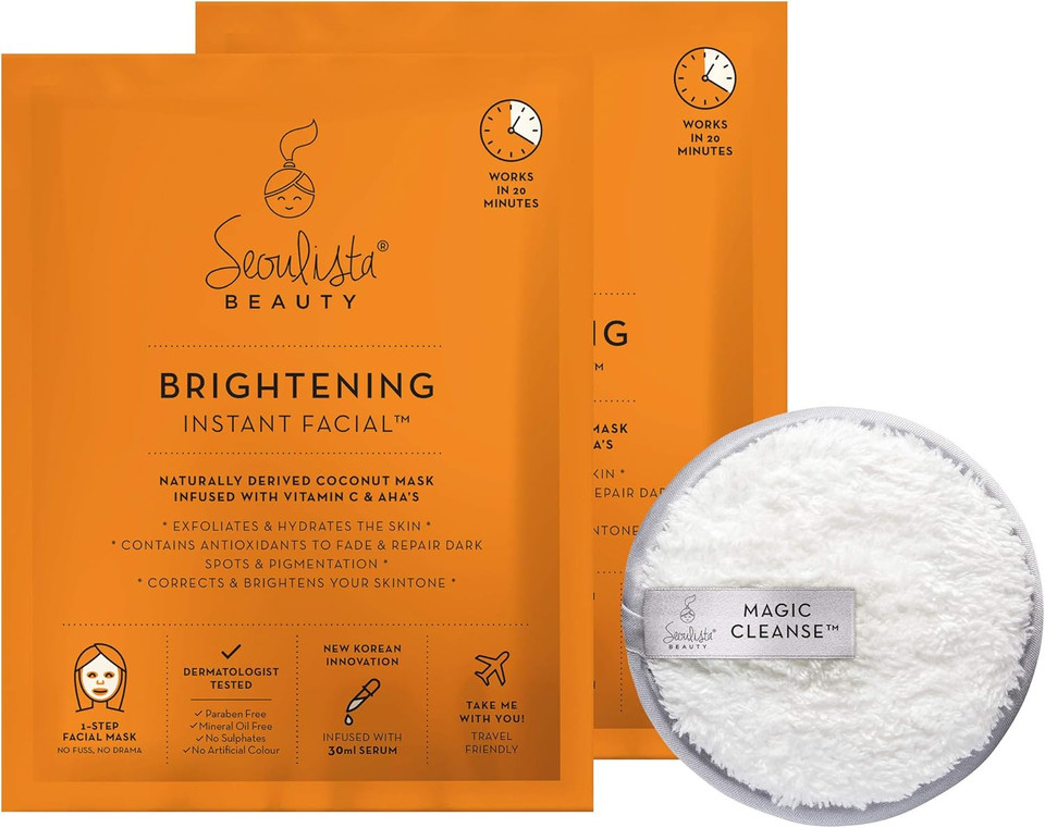 Seoulista Beauty Two To Twinkle Cleanse and Bright Skincare System -Christmas Beauty Skin Care Gift Set Bonus Magic Cleanse with Two Brightening Instant Facials with Vitamin C