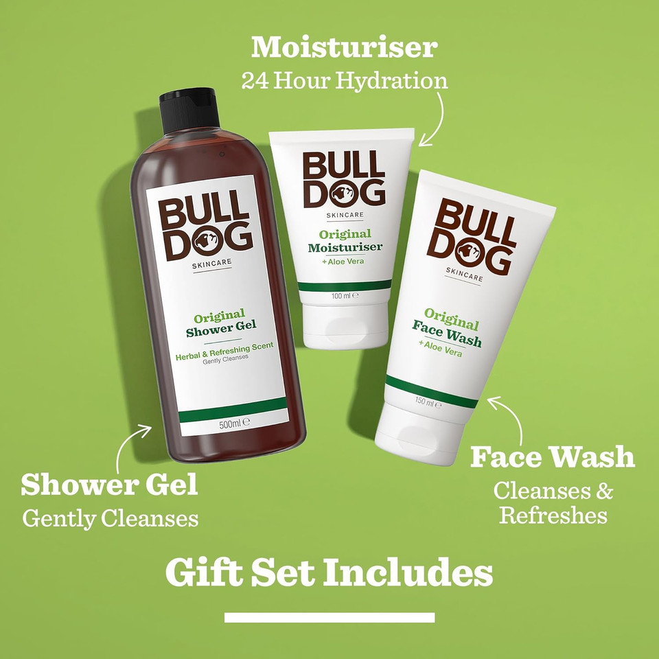 BULLDOG SKINCARE - Original Grooming Giftset for Men | Original Shower Gel, Face Wash and Moisturiser