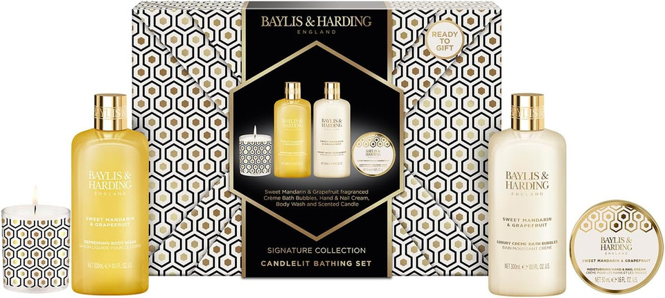 Baylis & Harding Sweet Mandarin & Grapefruit Gift Wrapped Candlelit Gift Set - Vegan Friendly (Pack of 1)