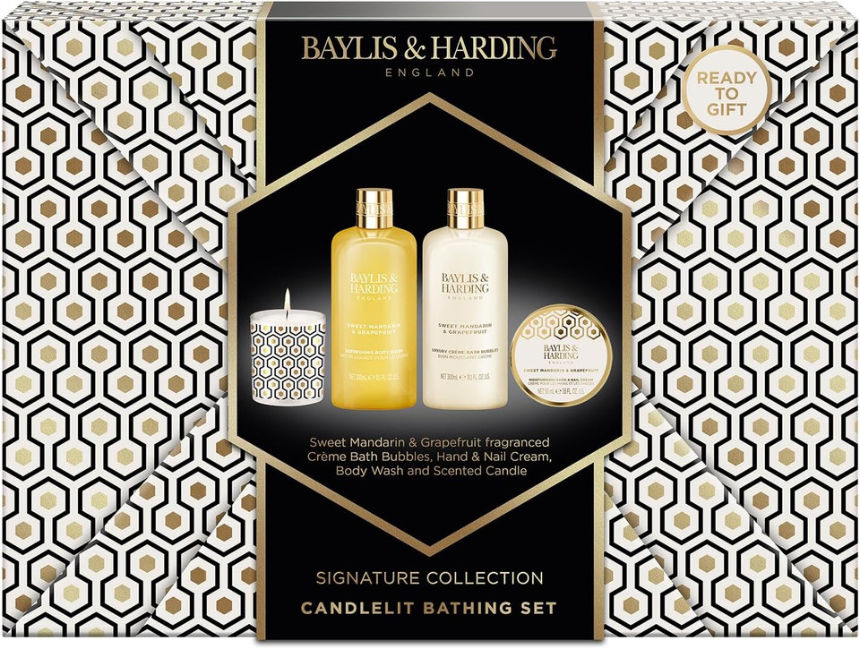 Baylis & Harding Sweet Mandarin & Grapefruit Gift Wrapped Candlelit Gift Set - Vegan Friendly (Pack of 1)