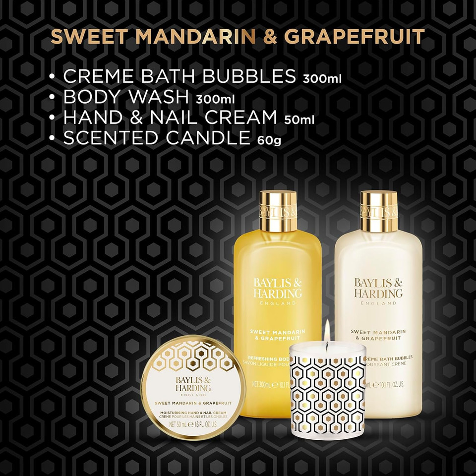 Baylis & Harding Sweet Mandarin & Grapefruit Gift Wrapped Candlelit Gift Set - Vegan Friendly (Pack of 1)