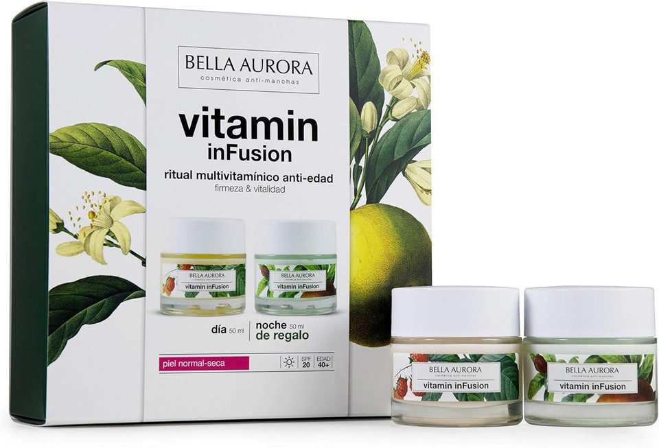 BELLA AURORA Pack Vitamin Infusion Day for Dry Skin 50 ml + Vitamin Infusion Night 50 ml | Gift Box | Anti-Aging, Green