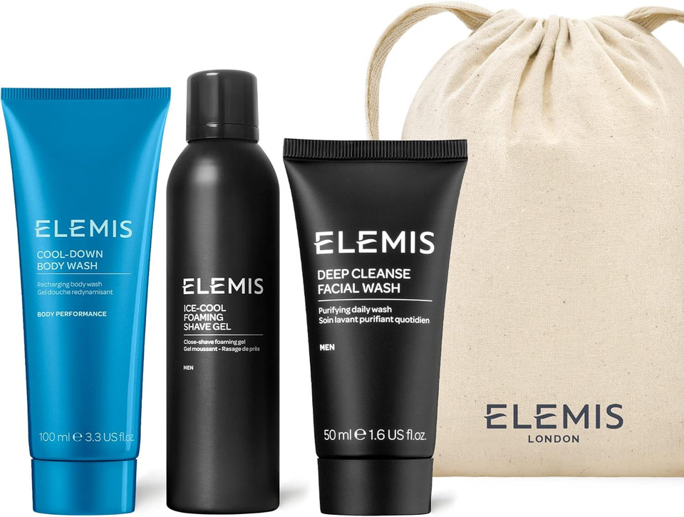 ELEMIS Mens Head-to-Toe Grooming Collection, 3-Piece Daily Essentials to Elevate his Skin, Gift Set Includes: Pollutant-Targeted Deep Cleanse Facial Wash, Foaming Shave Gel and Cool-Down Body Wash