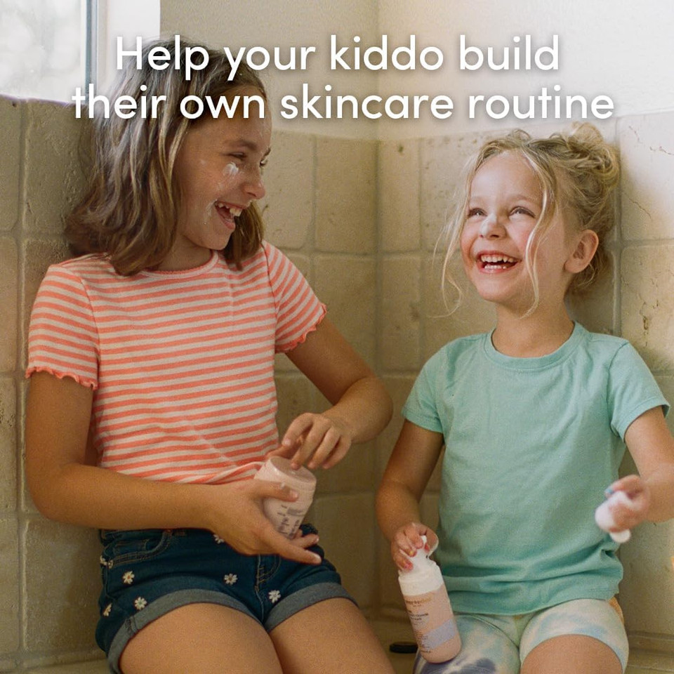 Evereden Kids Happy Face Duo (Cool Peach) - Multi-Vitamin Face Wash & Face Cream Set - Clean & Vegan Skin Care for Kids 3+ - Moisturizing, Nourishing, & Protective Skin Care Set