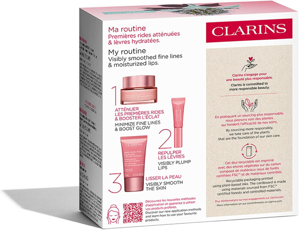 Clarins Multi-Active Day Gift Set with Niacinamide | Smooth Fine Lines | Visibly Tighten Pores | Even Tone and Texture | Boost Glow | Strengthen Moisture Barrier | All Skin Types