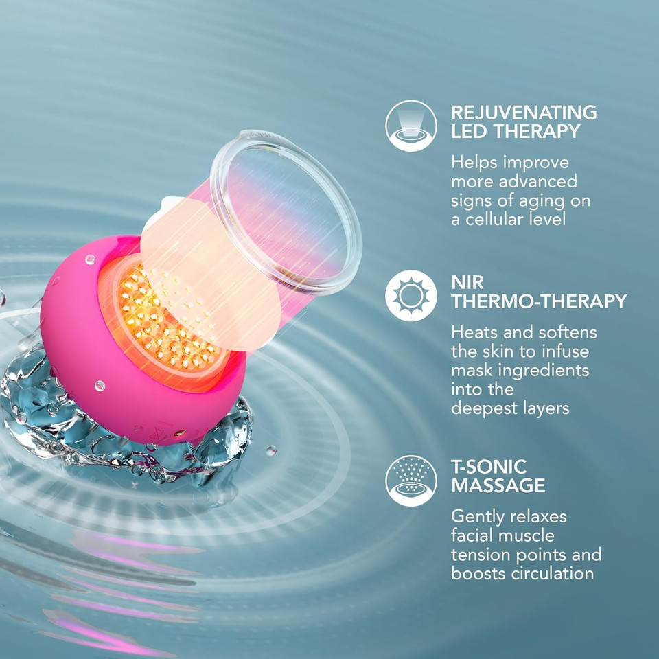 FOREO LED to Lovely UFO 3 LED Set - Face Mask Skincare Device + 14 UFO Activated Masks + IRIS C-Concentrated Brightening Eye Cream,15 ml - Face Moisturiser - Full spectrum LED, NIR & Red Light Therapy