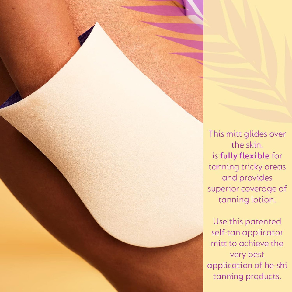 He-Shi Ultra Smooth Reusable Tanning Mitt - Washable Fake Tan Applicator Mitt - Self Tanning Applicator - Tanning Glove for No Streak Tanning