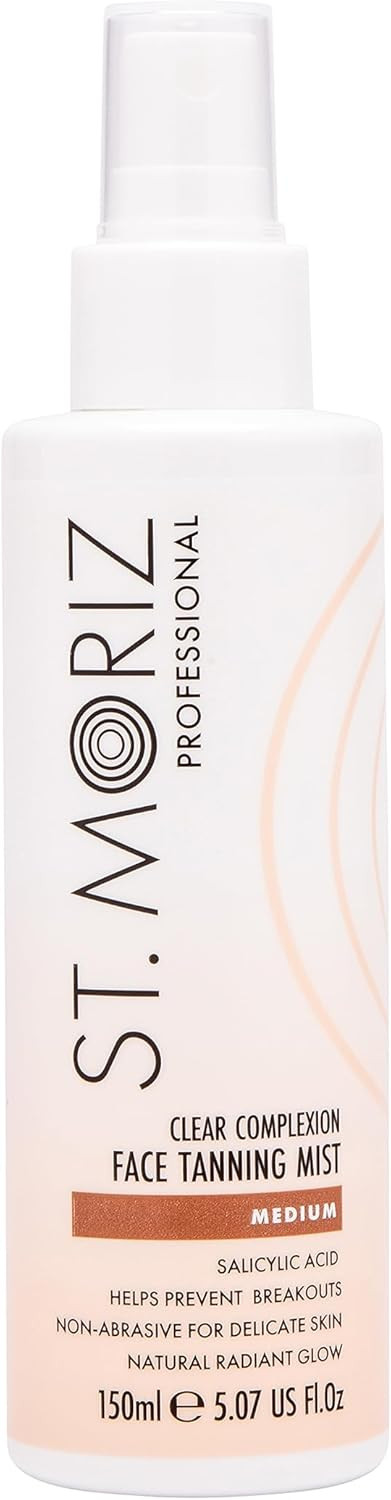 St Moriz Professional Clear Complexion Tanning Face Mist | Fast Drying Buildable Fake Tan Spray | With Salicylic Acid to Help Prevent Breakouts | Kind to Skin | Natural Buildable Face Glow | 150ml
