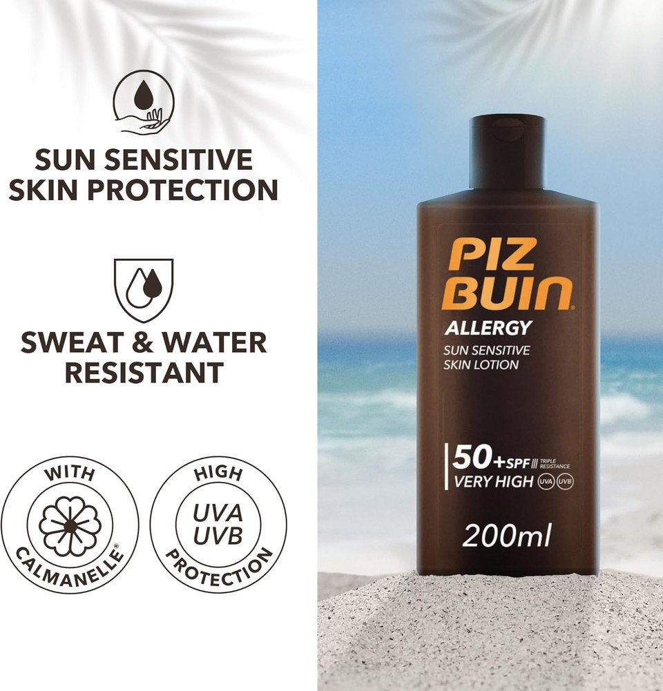 Piz Buin Allergy Sensitive Skin Sun Cream SPF50+ Moisturiser, 200ml