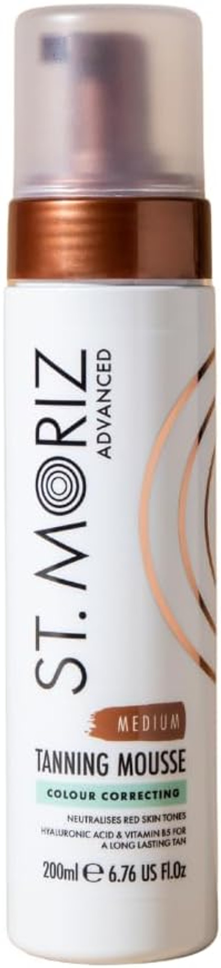 St Moriz Advanced Colour Correcting Tanning Mousse in Medium | With Hyaluronic Acid, Vitamin B5 & Advanced Skin Care Benefits | Neutralises Red Tones | Fast-Drying Vegan Fake Tan Mousse | 200ml St Moriz Advanced Colour Correcting Tanning Mousse in Medium | With Hyaluronic Acid, Vitamin B5 & Advanced Skin Care Benefits | Neutralises Red Tones | Fast-Drying Vegan Fake Tan Mousse | 200ml
