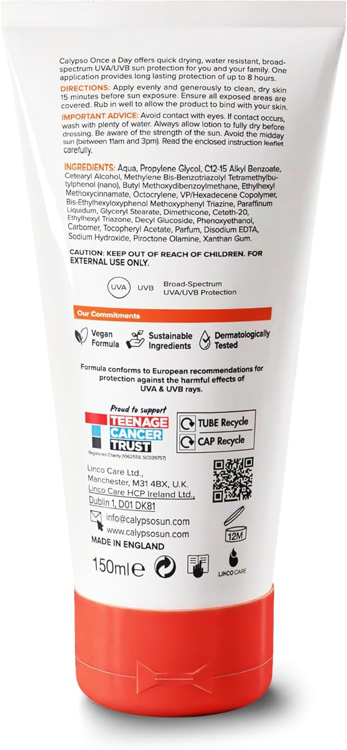 Calypso All School Day Long Sun Lotion SPF 40 | 150ml | Water Resistant Sunscreen