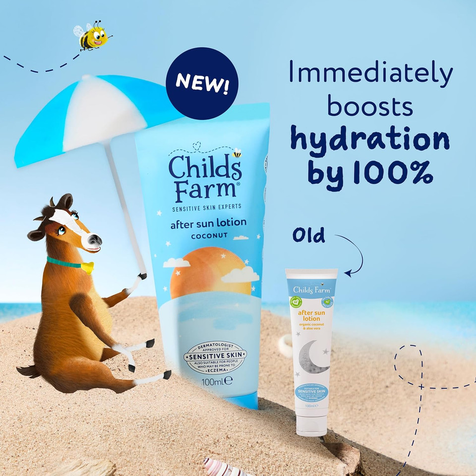 Childs Farm | Kids & Baby After Sun Lotion, Coconut | Soothing & Moisturising | Suitable for Dry, Sensitive Skin, 100ml (Pack of 2)