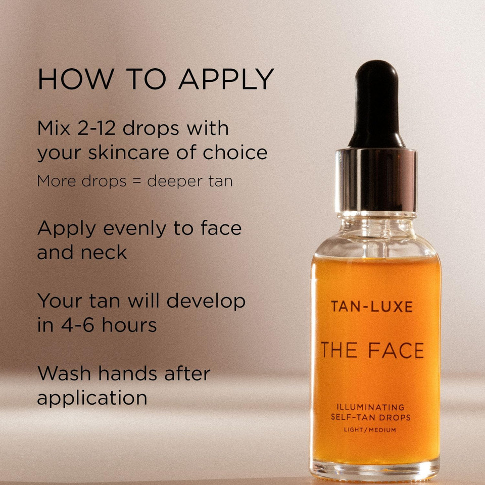 TAN-LUXE THE FACE Self-Tan Drops, Add Tanning Drops to Skin Care for Custom Face Tan, Cruelty Free & Vegan