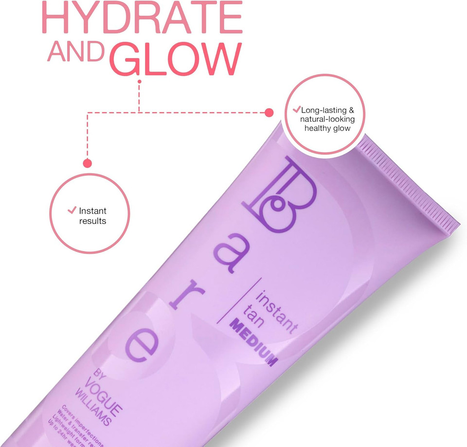 Bare by Vogue Instant Tan - Medium 150ml, Wash-Off Formula for Streak-Free, Natural-Looking Glow - Infused with Super Peptides for Plump, Smooth & Firm Skin Bare by Vogue Instant Tan - Medium 150ml, Wash-Off Formula for Streak-Free, Natural-Looking Glow - Infused with Super Peptides for Plump, Smooth & Firm Skin