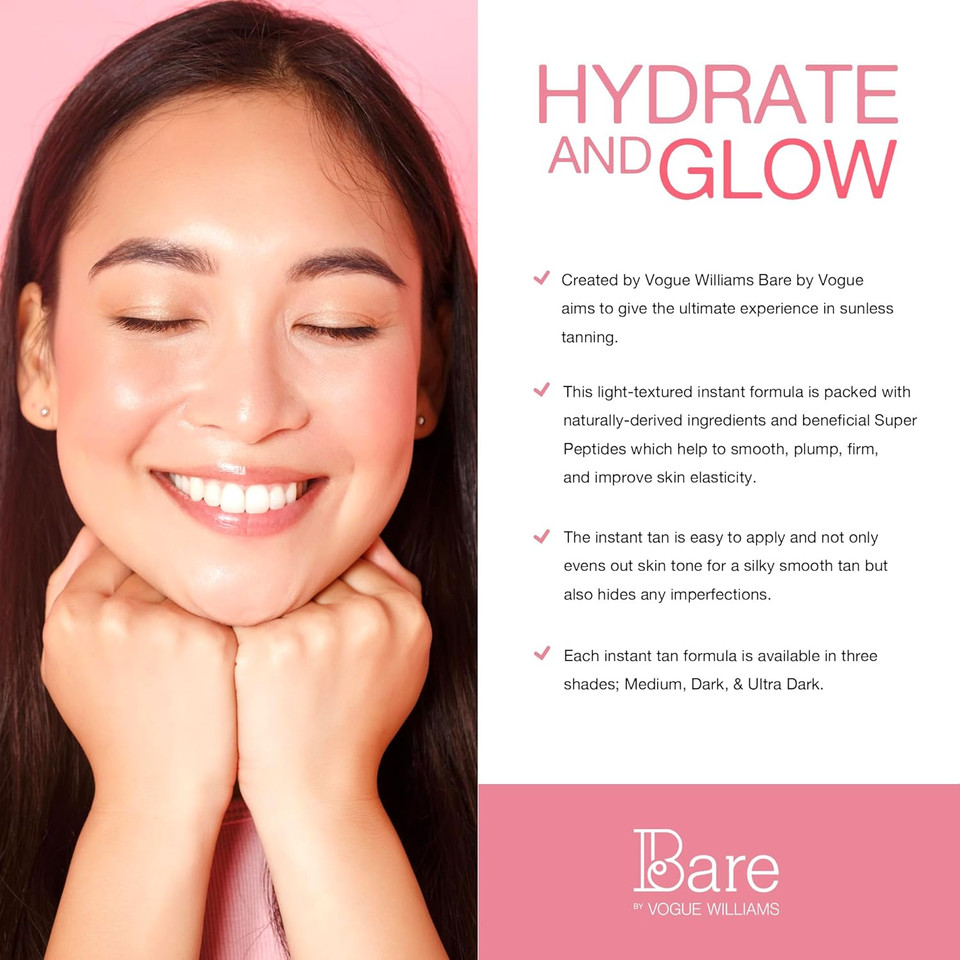 Bare by Vogue Instant Tan - Medium 150ml, Wash-Off Formula for Streak-Free, Natural-Looking Glow - Infused with Super Peptides for Plump, Smooth & Firm Skin Bare by Vogue Instant Tan - Medium 150ml, Wash-Off Formula for Streak-Free, Natural-Looking Glow - Infused with Super Peptides for Plump, Smooth & Firm Skin