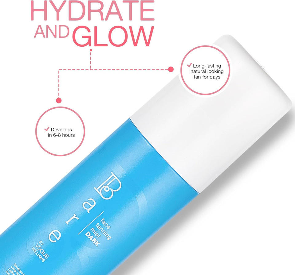 Bare by Vogue Fake Tan - Self Tan Face Mist Spray Solution - Dark for a Natural Glow on Face & Body - Easy Application Mist 125ML