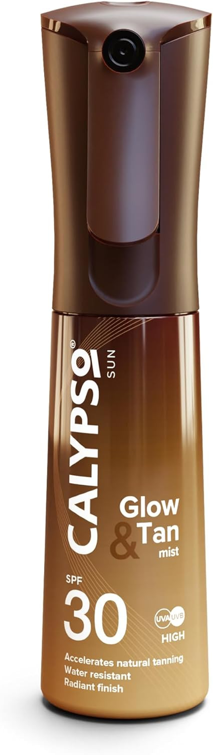Calypso Glow and Tan Mist SPF 30, Bronzing Tan Enhancing Oil with Accelerator, Water Resistant, Sun Spray, High UVA & UVB Protection, 100ml