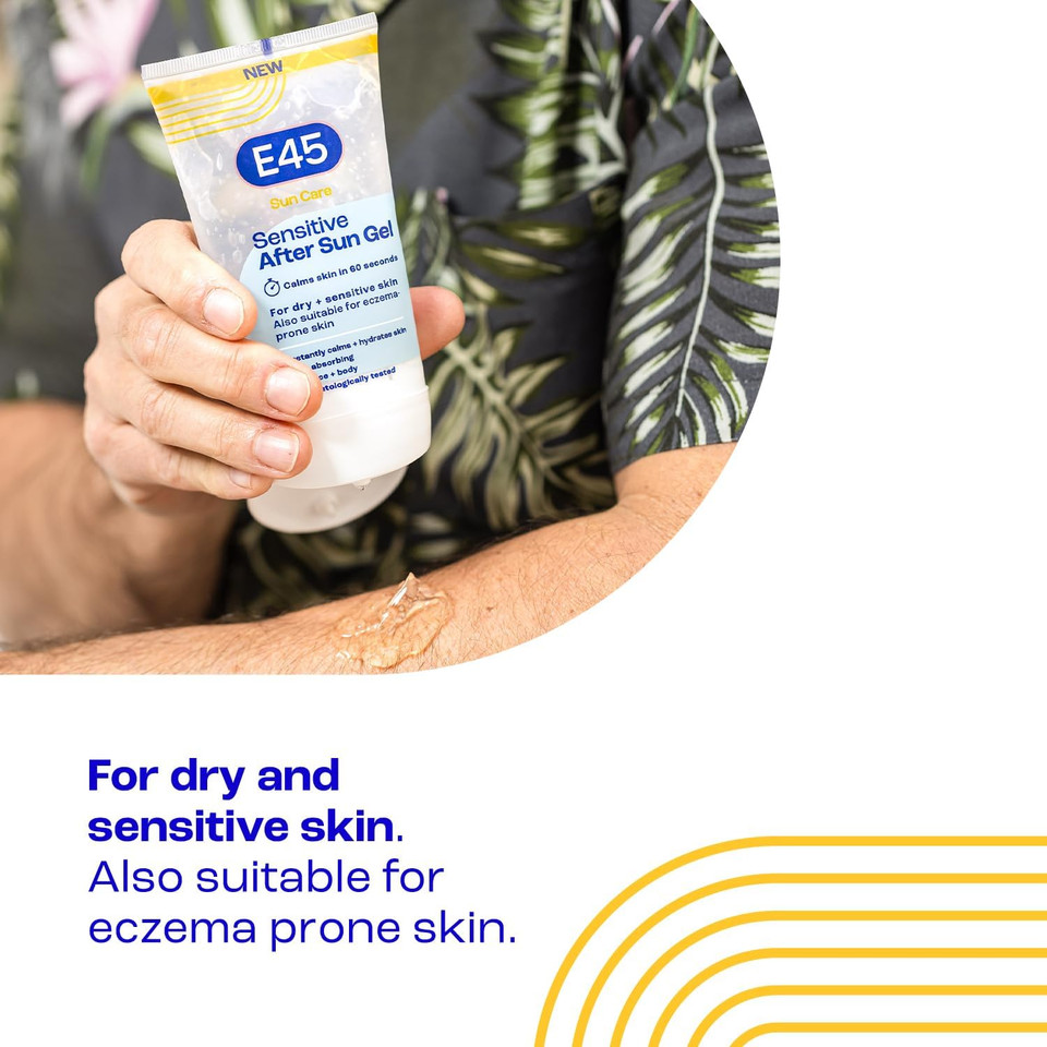 E45 Cooling Sensitive After Sun Gel for Face and Body - Dermatologically Tested & Fragrance-Free - Soothing Non-sticky Formula - Suitable For Dry, Sensitive and Eczema Prone Skin (150ml)