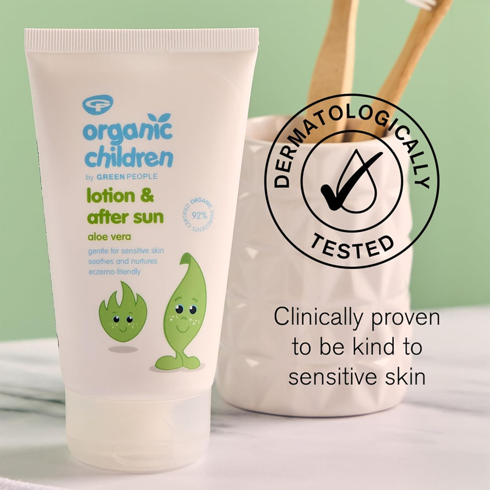 Green People Organic Children Aloe Vera Lotion & After Sun - Natural, Organic for Kids - Aloe Vera, Calendula & Myrrh, 150ml