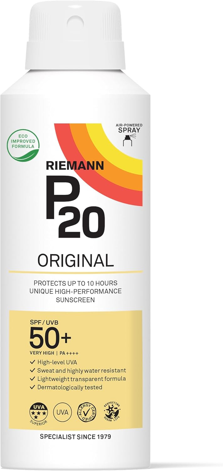 Riemann P20 Sunscreen SPF50 Multi-angle Spray 150ml | Long Lasting UVA & UVB Protection for up to 10 hours | Highly Water Resistant