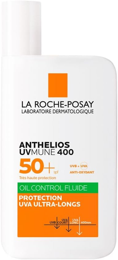 La Roche-Posay Anthelios UVMune 400 Oil Control Invisible Fluid SPF50+ Sun screen for Oily, Blemish-Prone Skin