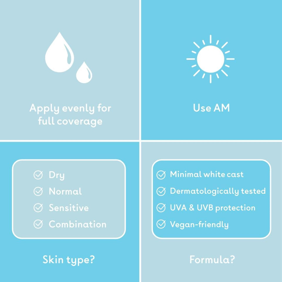 Q+A Squalane Hydrating Daily Sunscreen SPF 50: Fast-Absorbing, Non-Sticky, Broad-Spectrum UVA/UVB, Nourishes Dry Skin, With Natural Squalane & Meadowfoam Oil, 95% Natural, Vegan, 50ml