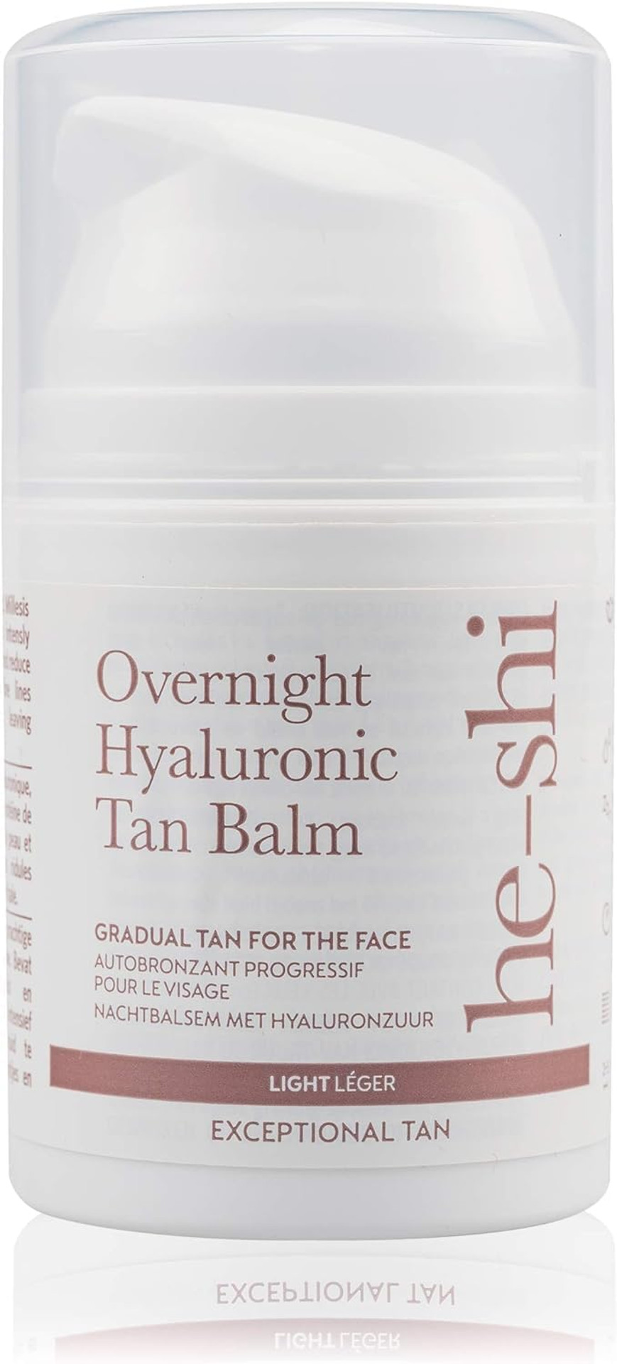 He-Shi Gradual Face Tan - Overnight Hyaluronic Tan Balm - Anti-Ageing Gradual Tanning Moisturiser - Hydrating & Firming - Evening Skincare with Lavender for Natural Radient Skin, Vegan & Cruelty Free